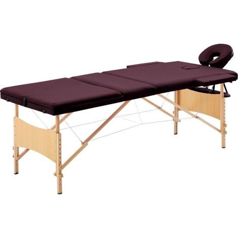 Table de massage pliable 3 zones bois violet vin (1/5)