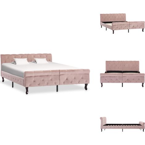 Bettgestell Rosa Samt 140x200 cm - Bettrahmen - Samtsofa - Doppelbett - Rosa Bett - Boxspringbetten (1/5)