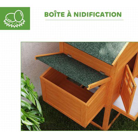 Poulailler cottage cage à poules sur pied multi-équipement bois massif pin pré-huilé 179 x 67 x 115 cm orange (1/5)