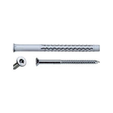 Taco largo universal de nylon GX-L G&B 8x140 mm + Tornillo avellanado de zinc T30 - caja de 50 - 97035