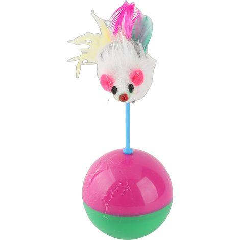 Jouet interactif pour chaton avec tête à bascule et plumes, idéal pour jouer et s'amuser. (1/5)