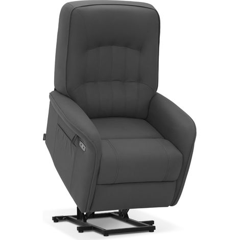 M MCombo Fernsehsessel mit Aufstehhilfe Elektrisch 2 Motoren, mit Massage & Heizung, Relaxsessel mit Liegefunktion bis 160°Vollschaum-Sitzkissen 7584 (Mikrofaser, Grau) (1/5)