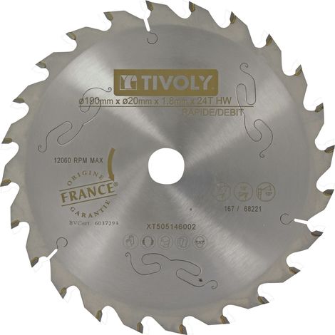 Tivoly • Lame de Scie Circulaire • Ø190mm • 48 Dents en Carbure • Excellente Finition • Pour Scie Portative • Pour Découpe du Bois (1/2)