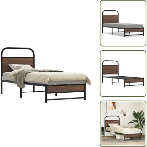 Cadre de lit sans matelas 75x190cm chêne marron bois ingénierie - Cadre De Lit - Cadres De Lit - Meuble De Chambre À Coucher - Lit (1/5)
