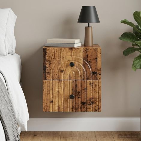 vidaXL Mobiletto da notte a muro Legno antico 33 x 34,5 x 40 cm (1/5)
