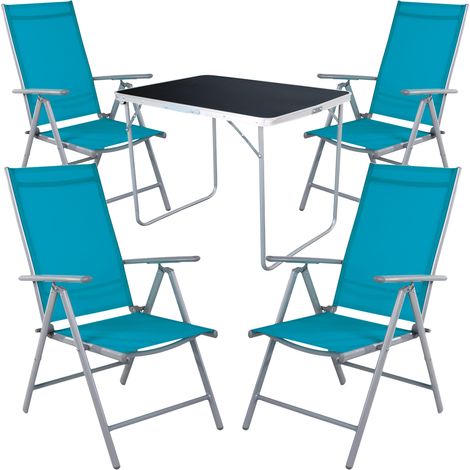 5-tlg Campingsessel Petrol + Campingtisch-MMC330870B+4xMMC5000P (1/4)