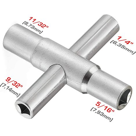 2 clés 4 fonctions pour robinetterie – Clé en croix pour embout carré – Outil de plombier pour pied de biche et mamelon (1/5)