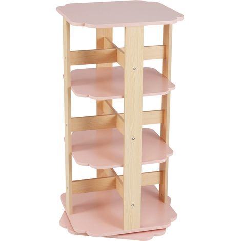 3-Tier Freestanding Corner Toddler Book Rack with 12 Sectors-Pink (1/5)