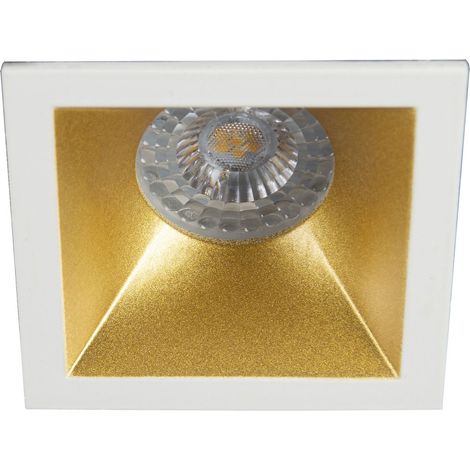Spot DECO+ GU10 carré fixe, blanc mat/doré IP20 - EUROPOLE - 28012 (1/4)