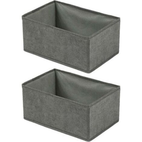 Faltbare, multifunktionale Kleideraufbewahrungsbox, Leinenoptik, 2-teilig, mittlere Größe [mit Reißverschluss] 28 x 14 x 12 cm, Grau (1/4)