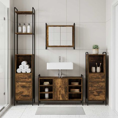 vidaXL Juego de Muebles de Baño 3 uds. Roble Ahumado (1/5)