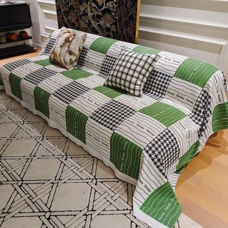 Mille Oiseaux Mangue Verte 180X180 Coussin de canapé monobloc, housse de canapé intégrale anti-griffures de chat, adaptée à toutes les saisons, serviette/housse de canapé (1/4)