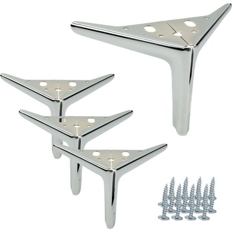 Juego de cuatro patas para muebles, con elegante baño de cromo plateado, de 12 cm. (1/5)