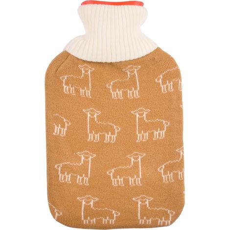 Wärmflasche mit Strickbezug 1,7L Wärmeflasche Bettflasche Wärmekissen Fußwärmer - braun (1/2)