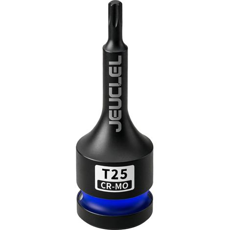 Douille à impact Torx étoile à 6 points T25, douille Torx 1/2 pouce carrée de 3 pouces de long, adaptateur de visseuse allongé en acier Cr-Mo. (1/5)