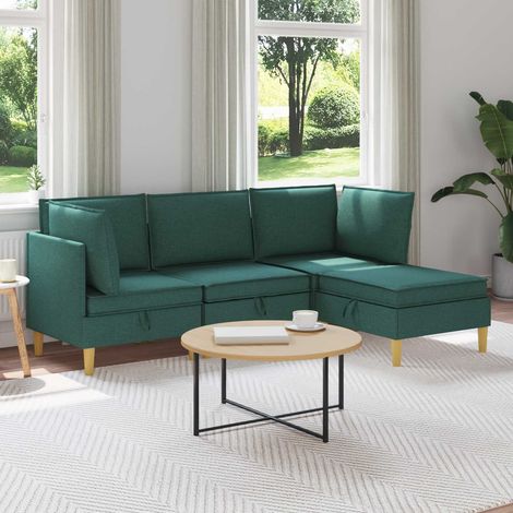 vidaXL Modular Sofa Set mit Stauraum 4 pcs Dunkelgrün Stoff (1/5)