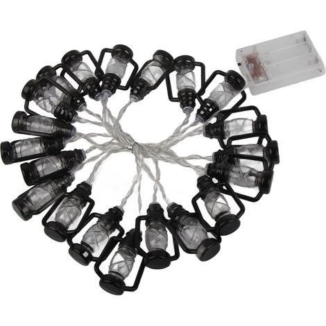 Schwarze LED-Lichterkette, Mini-Retro-Öllampe aus wasserdichtem Kunststoff, energiesparend, warmweißes Licht für Camping, 3 Meter lang, mit blinkendem Lichtstreifen. (1/4)