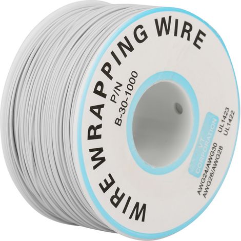 Rouleau de fil de cuivre mono-brin 30AWG, diamètre 0,25mm, câble de bobinage blanc, 1 rouleau (1/2)