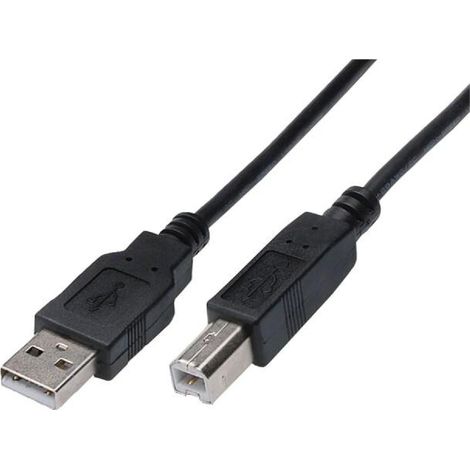 Cable- USB 2.0- USB A prise.USB B prise- nickele- 1.8m- noir