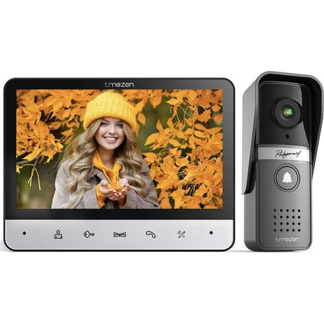Sonnette vidéo 4 lignes de 7 pouces,système d'interphone filaire avec caméra 120°,compatible avec la vision nocturne et le déverrouillage à distance. (1/5)