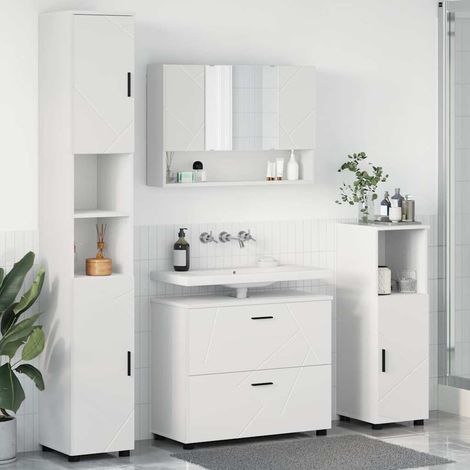 Badezimmermöbel-Set mit Regal 4 pcs Weiß Sperrholz und Metall vidaXL (1/5)