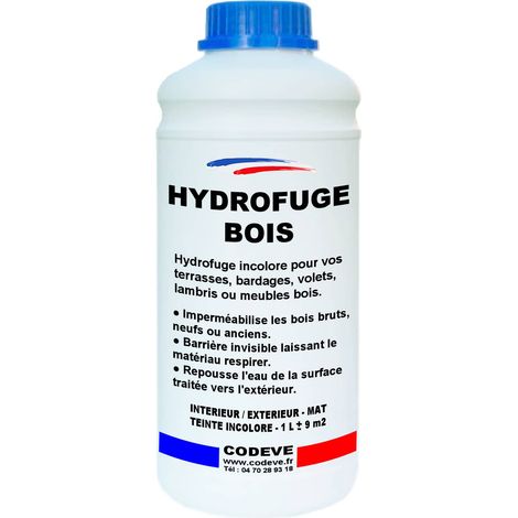 Codève Bois – Hydrofuge bois 1 L – Imperméabilise bois brut et ancien – Barrière invisible – Rendement 9 à 12 m²/L selon application