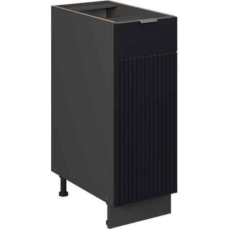 Armadio cucina dispensa alto Fame-Line, Nero rigato, 30 cm senza piano di lavoro, Vicco