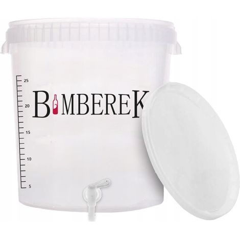 Recipiente de fermentación de 33 l con grifo, cubo incoloro. Para vino, cerveza, damajuana. (1/5)