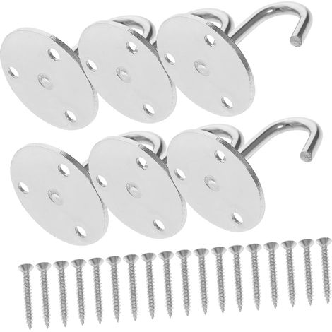 6 crochets plafond - inox - argenté - pour pots et lanternes (1/5)