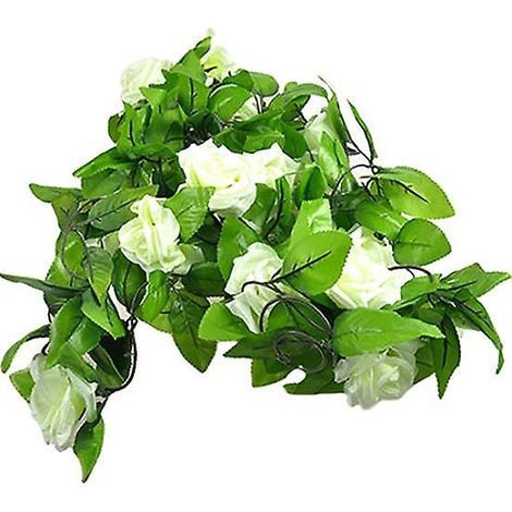 Guirlande de fleurs artificielles en soie, roses et lierre, à suspendre, pour mariage ou décoration intérieure à faire soi-mêmecrème (1/5)