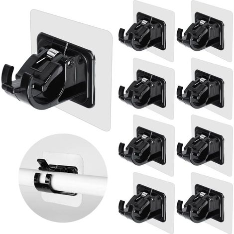 Supporti per aste per tende senza foratura, 8 ganci adesivi per aste per tende, appendini per bagno, cucina, casa, bagno e hotel (1/4)
