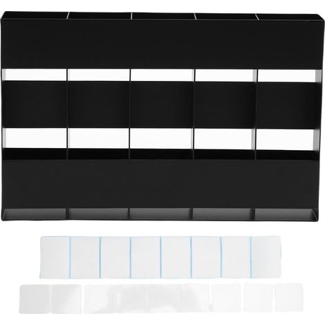 Organisateur de pailles en métal, 5 compartiments, gain de place, avec ruban adhésif double face, pour placard de cuisine, noir (1/5)
