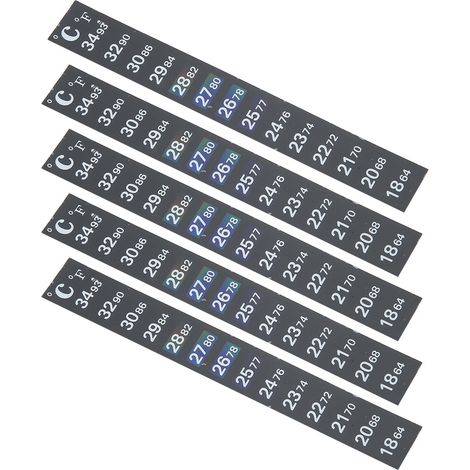 Lot de 5 thermomètres pour aquarium, bandelettes autocollantes à double affichage numérique haute précision, lecture facile (1/5)