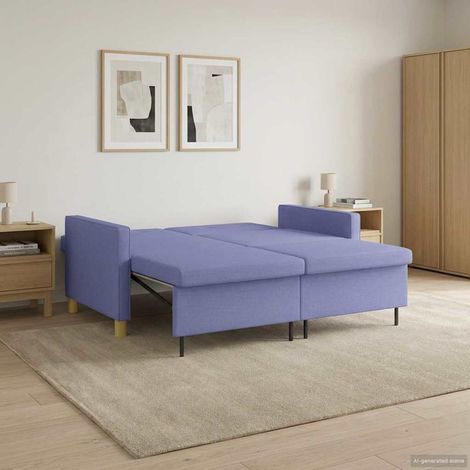 Sofá cama desplegable Azul jeans Tela