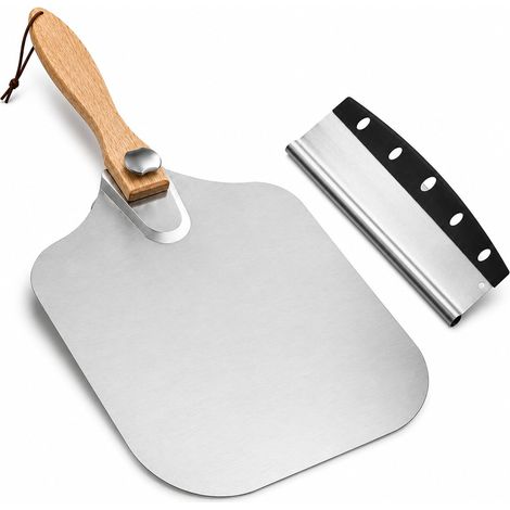 Pelle à Pizza INOX 30,5 cm, Manche Pliable + Coupe-Pizza (1/5)