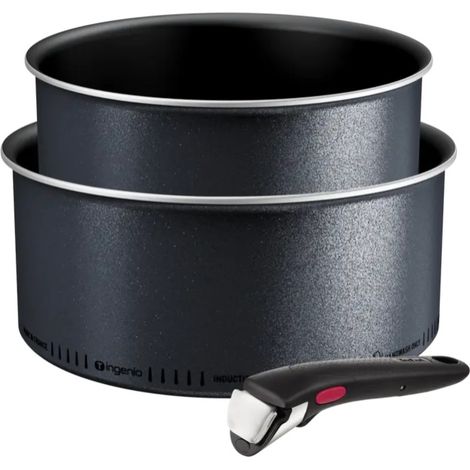 Set di 2 pentole in alluminio 18/20 cm + 1 manico nero - L7239003 - Tefal (1/3)