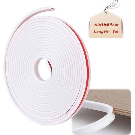 Cinta de cantos en forma de U, tira protectora autoadhesiva flexible de TPE en forma de U para cantos de muebles, moldura adhesiva para restauración de muebles (blanco, 9 mm x 6 m) (1/4)