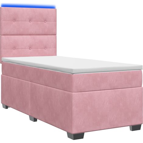 Maison Exclusive - Letto box spring con materasso Rosa 90 x 200 cm Velluto (1/5)