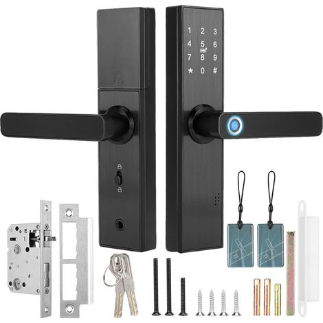 Tuya WiFi Smart Door Lock, Touchscreen Fingerprint Password Card Remote Unlocking, with Mechanical Key, Battery-Free (1/5)