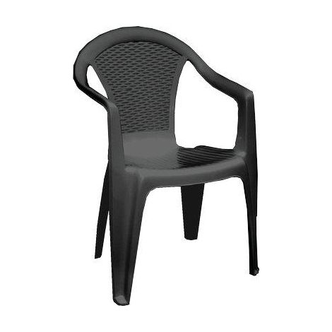 SEDIA RATTAN KORA + BRACCIOLI PROGARDEN  PP ANTRACITE CM 55X54 H.CM 80