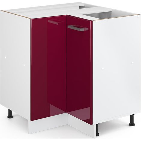 Mueble esquinero universal R-Line, Rojo Burdeos alto brillo, 75.6 cm con puerta, sin encimera, Vicco (1/5)