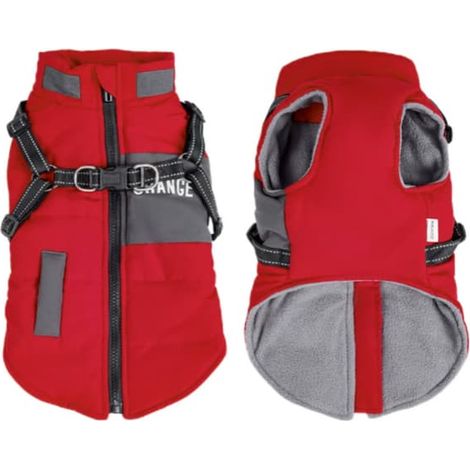 Gilet pour animaux, chaud et doux, veste d'hiver pour animaux de compagnie, veste pour chien avec col montant, chaud, plusieurs tailles et couleurs, coupe-vent et imperméable, rouge M (1/5)