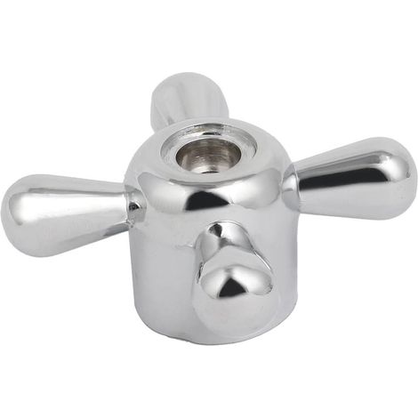 Wasserhahn Zubehör zin-k Legierung Universal Fit Kreuzform Griff Kits Silber Ton (1/3)