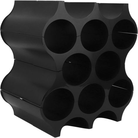 Lot de 4 porte-bouteilles de vin noir et rouge, au design simple et décoratif, idéal pour le garde-manger ou le placard.
