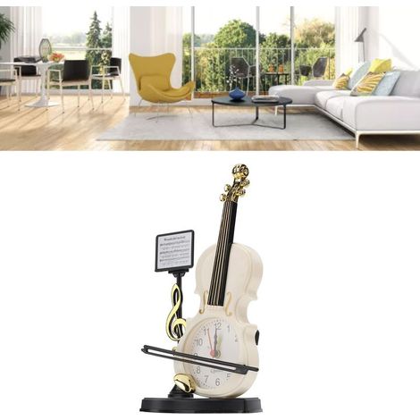 Réveil Violon 2165B Alarm Clock Innovatif pour Maison Bureau Cadre Unique Décor Décoration Grande Sonnette Cadran Rétro Foncé Mode à Batterie (1/5)
