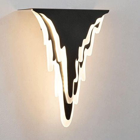 s Murales À LED D'intérieur 12W Murale Moderne Pour Coiffeuse Avec Étagère, Abat-jour Acrylique Créatif En Forme De Cascade Éclairage s Murales Pour Hôtel De Salon De Chevet (1/5)