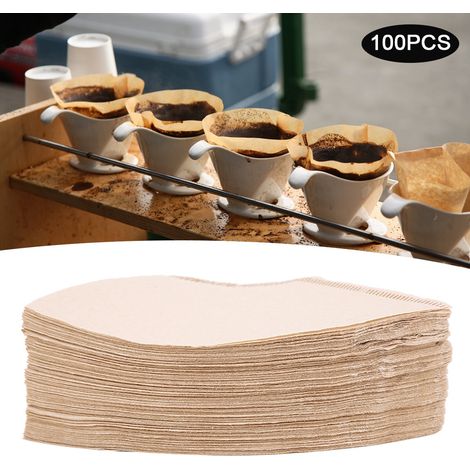 100 Stück fächerförmige Einweg-Kaffeefilterpapiere, Ersatzzubehör für die Kaffeezubereitung (1/5)