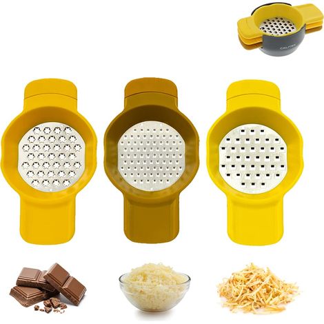 Lot de 3 râpes zesteurs empilables, avec lames épaisses, fines et en étoile, poignées robustes, passe au lave-vaisselle, modèle compact pour faciliter le rangement (1/5)