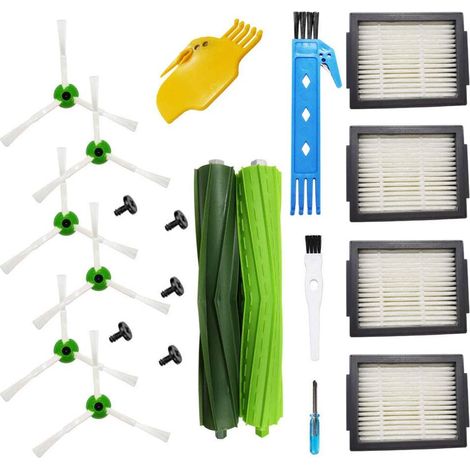 Pièces accessoires pour aspirateur iRobot Roomba i7 i7Plus e5 e6 e7 Réapprovisionnement (4 filtres, 6 brosses latérales, 1 jeu de brosses en caoutchouc) (1/5)