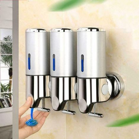 x 500ml Wall Mounted Soap Dispenser Liquid Shampoo Soap Dispenser Wall Mounted Bathroom Wall Mounted Shower Shampoo Lotion Container (1/5)